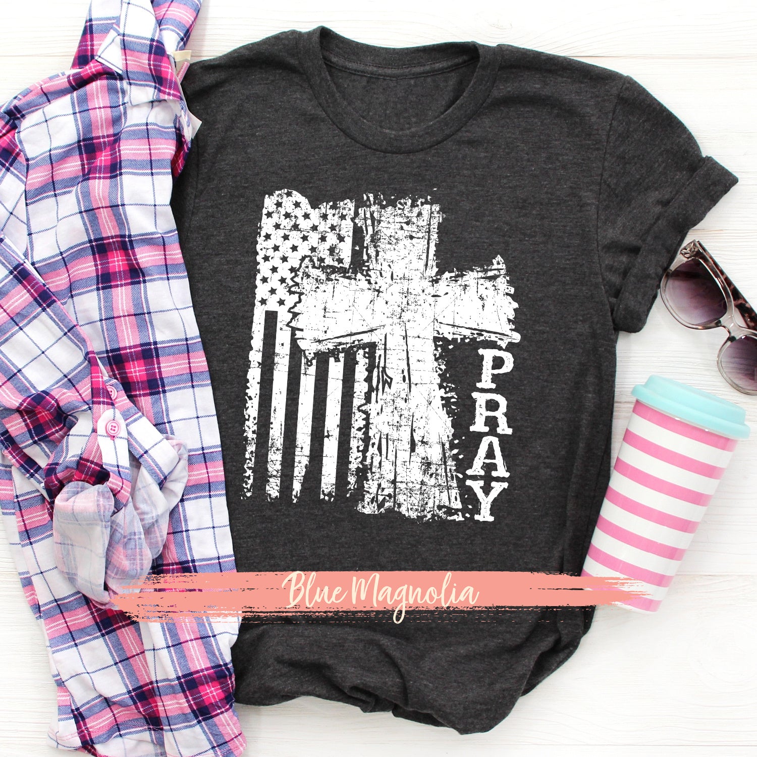 Flag Cross Pray